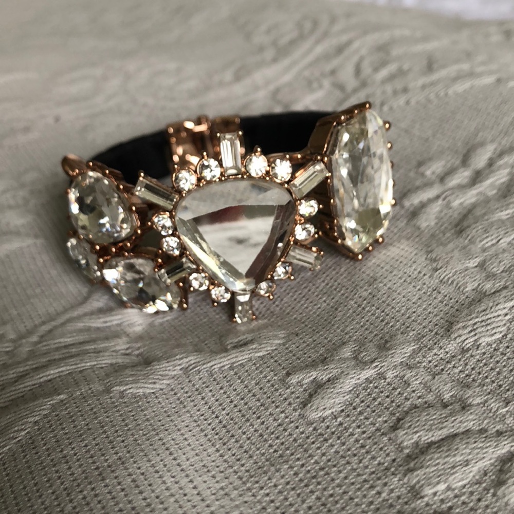 Betsy Johnson Black and gold crystal bangle